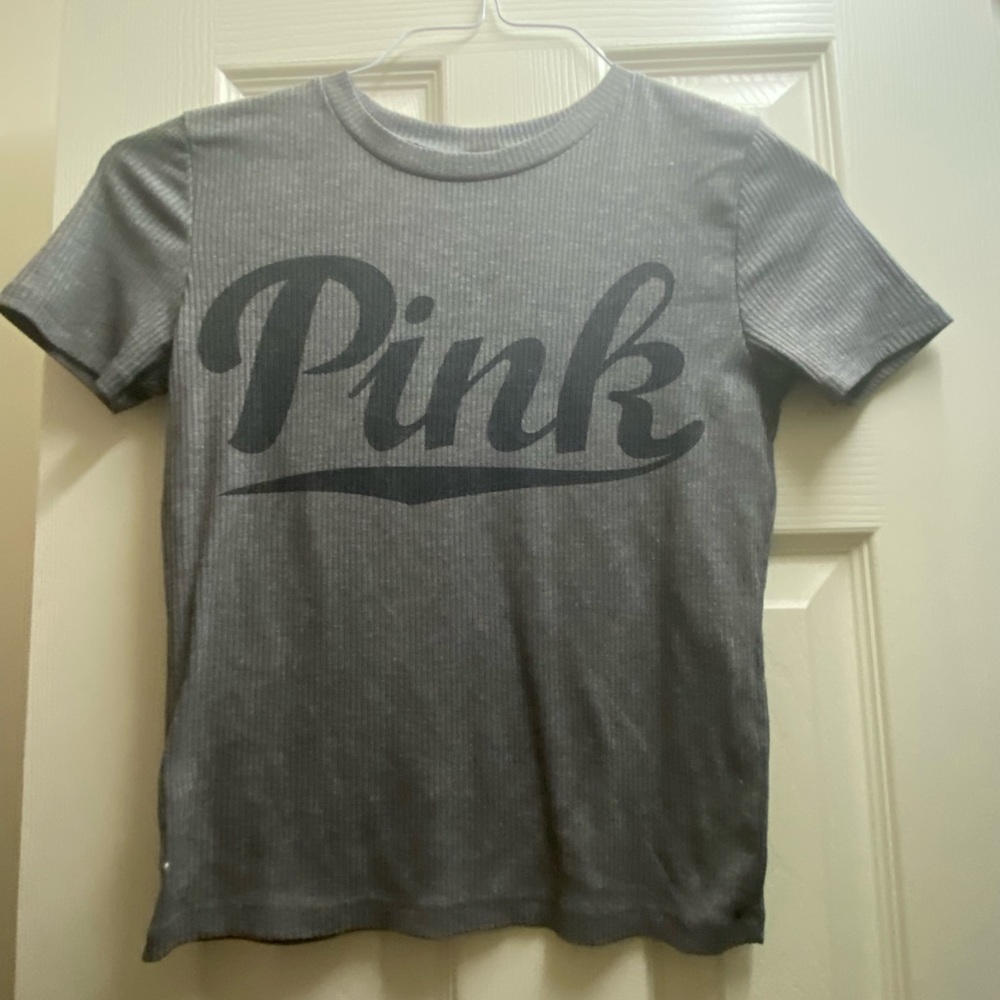 Pink Victoria's secret grey short sleeve shirt